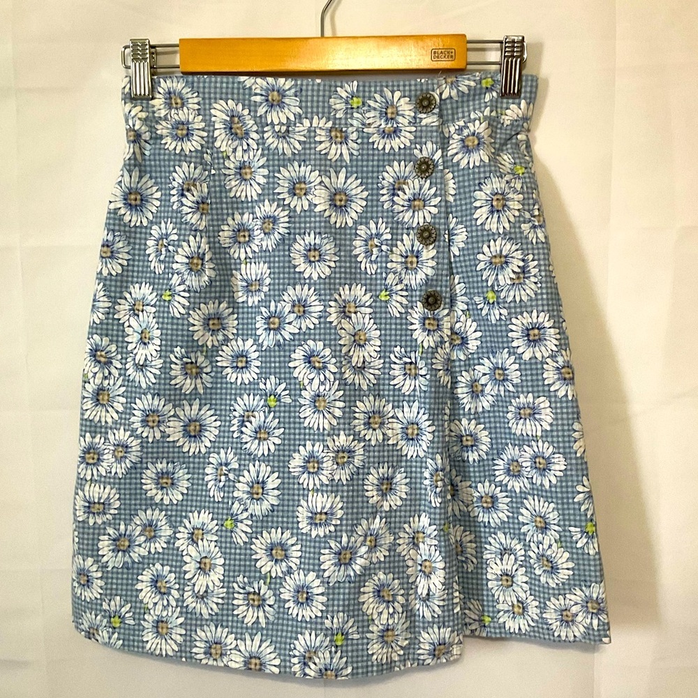 Vintage Paquette daisy and gingham print skort Size Medium